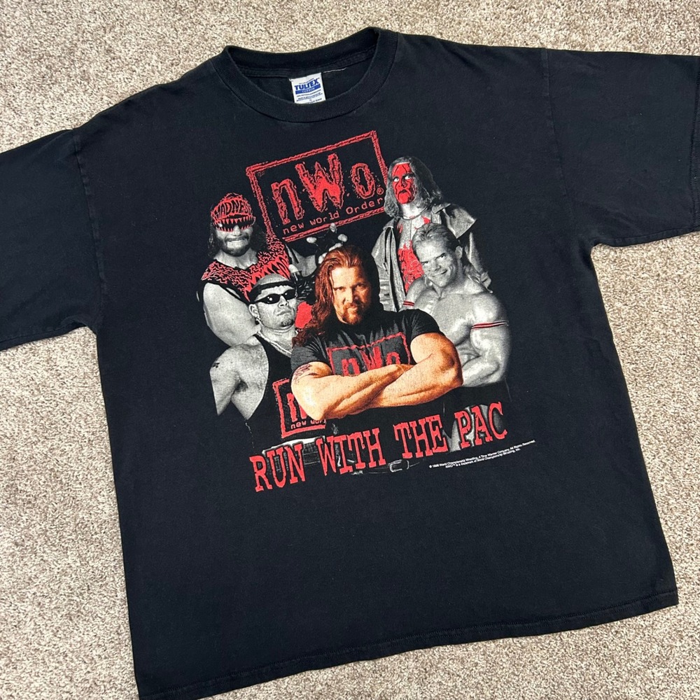 Vintage NWO Run With The Pac Tshirt 1998 Tultex Size XL Wrestling Nash Macho 90s